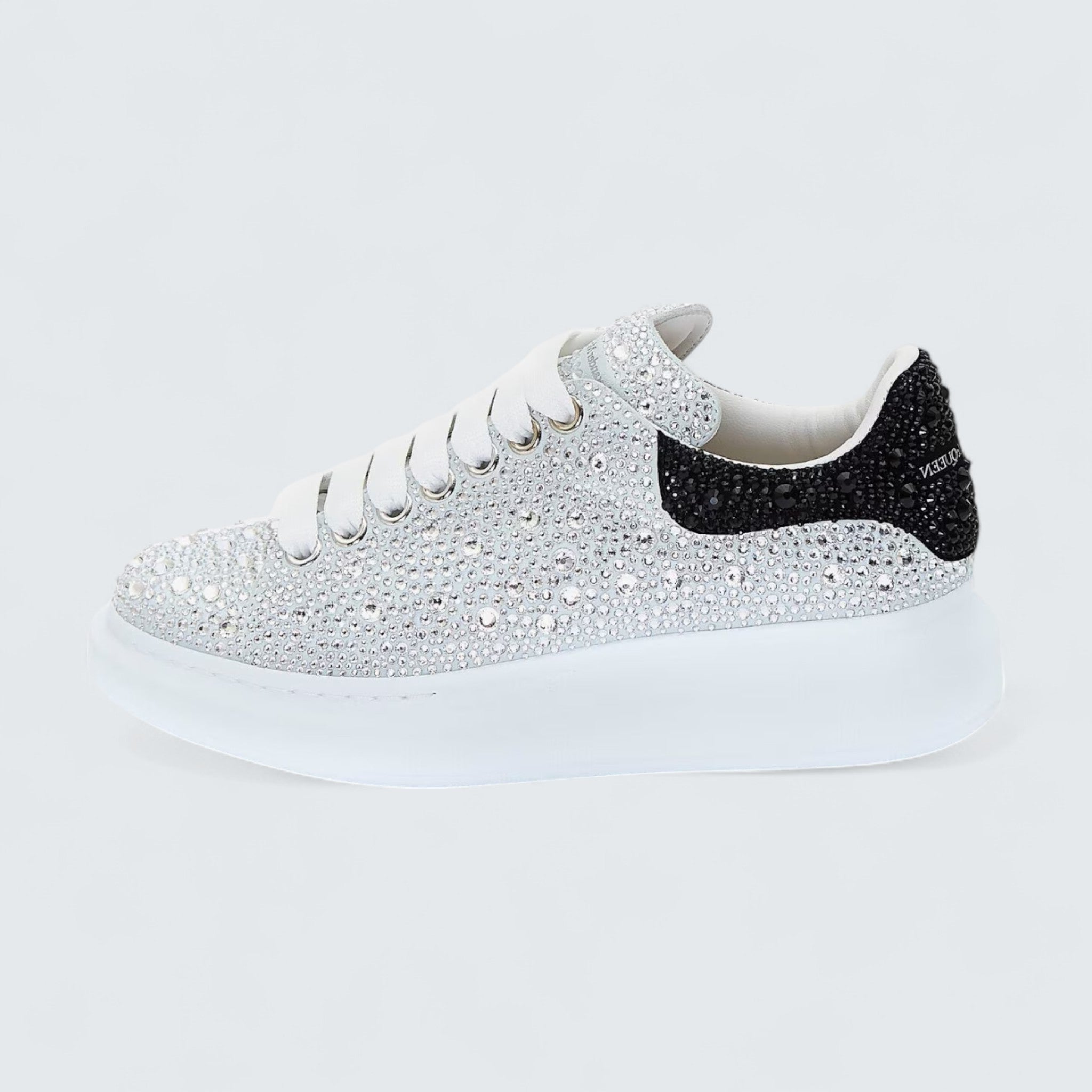 Oversized Sneaker in White Crystal