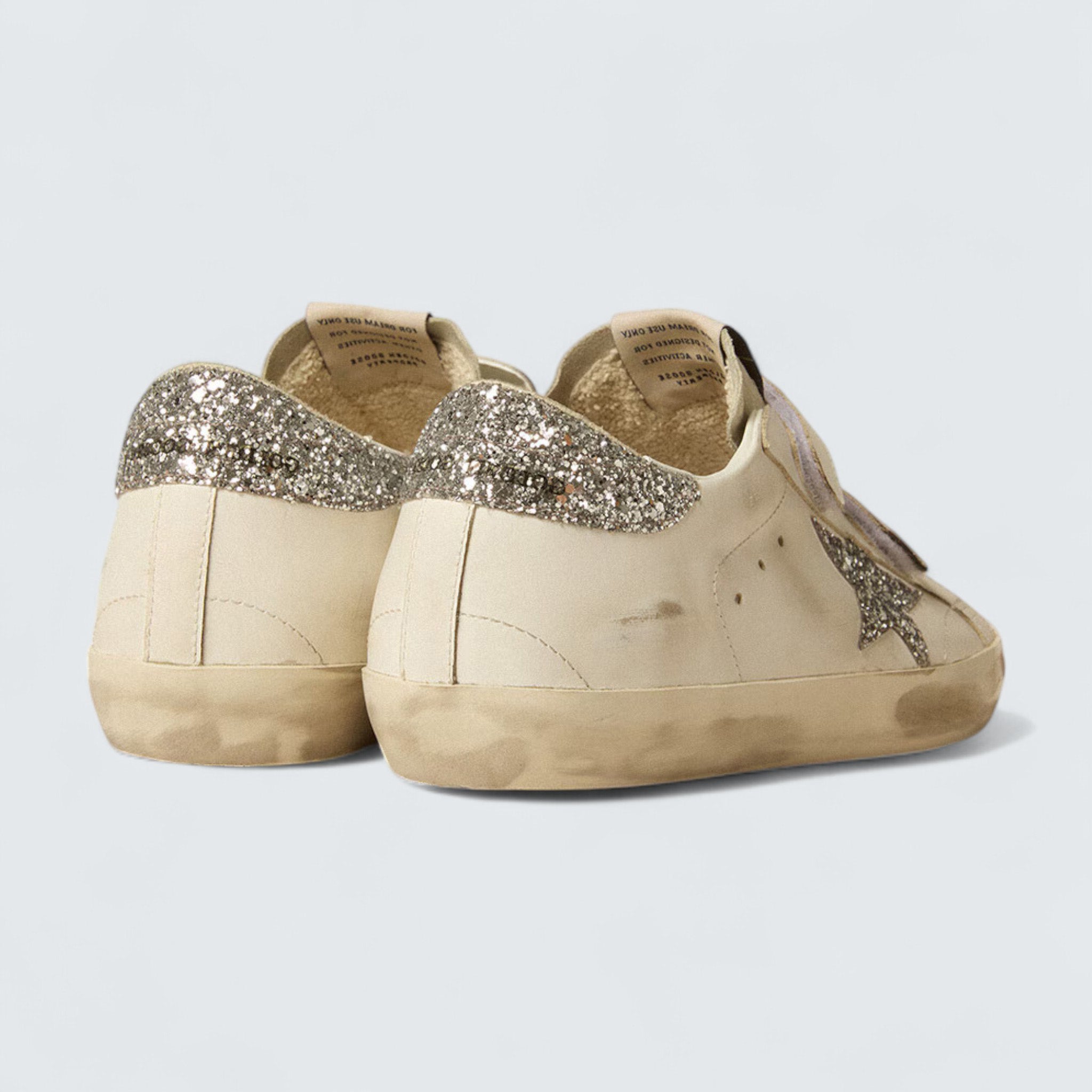 Old School 'White Leather with Silver Glitter Star and Ice-Gray Suede Tongue'
