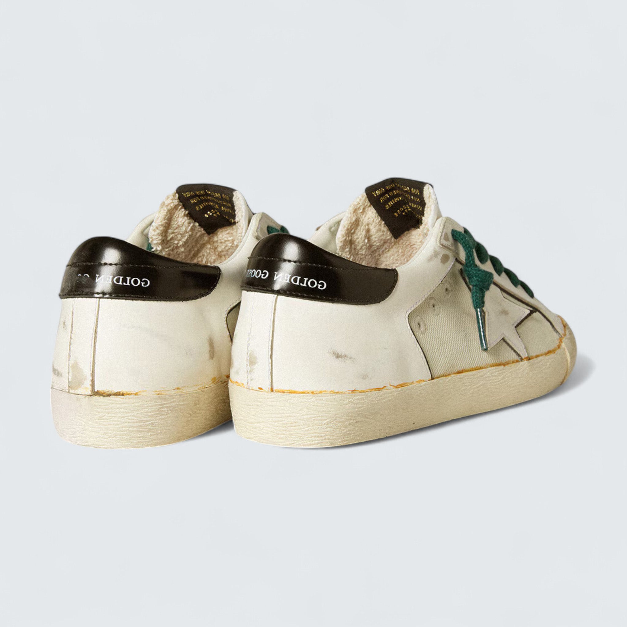Super-Star LAB 'White Canvas with White Star and Black Leather Heel Tab'