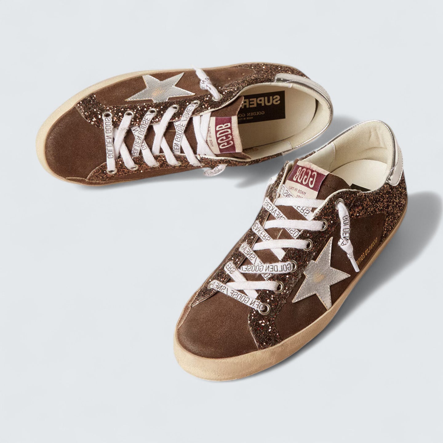 Super-Star LTD 'Brown Glitter and Suede with Silver Leather Star and Heel Tab'