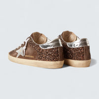 Super-Star LTD 'Brown Glitter and Suede with Silver Leather Star and Heel Tab'