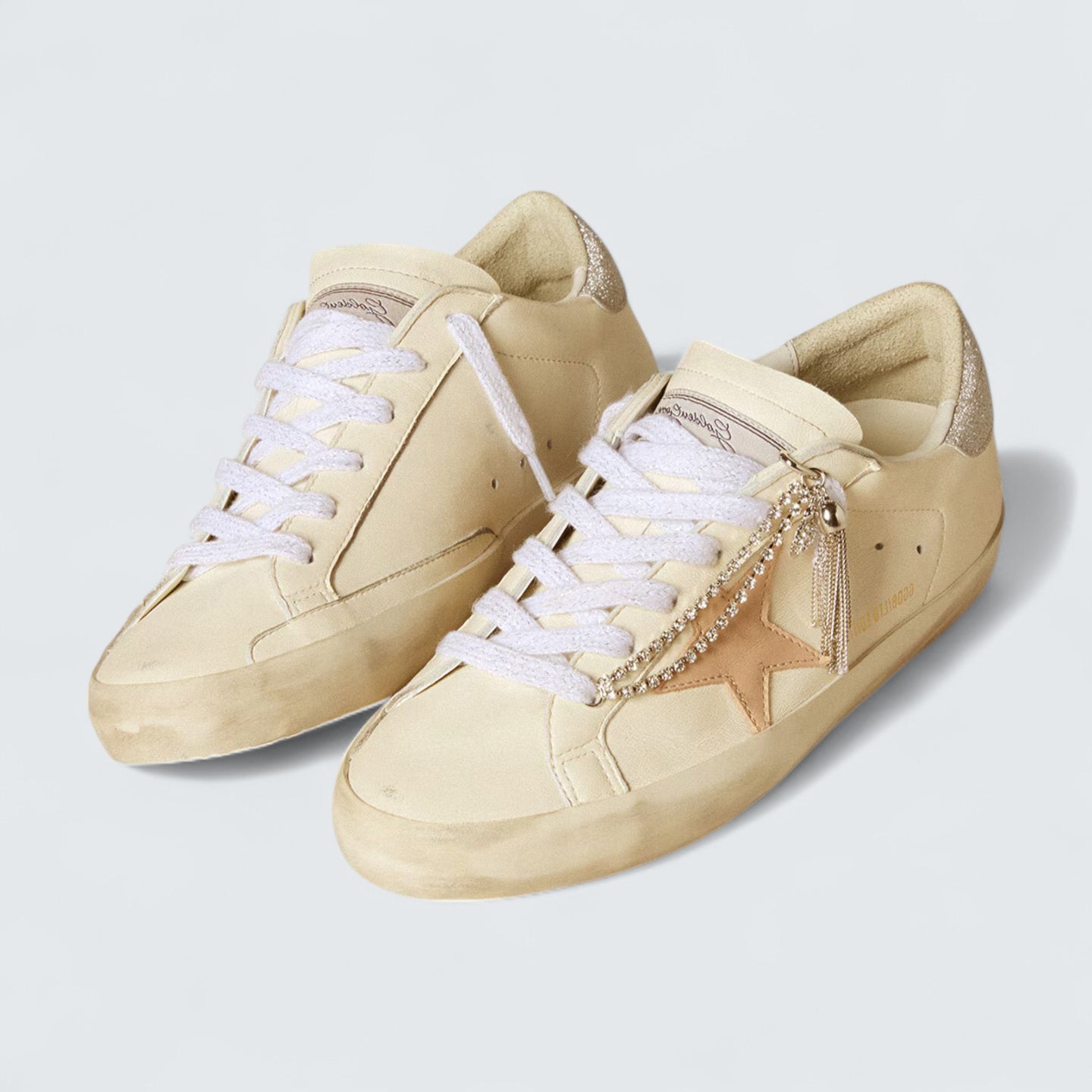 Super-Star LTD 'Nude Leather Star and Silver Glitter Heel Tab'