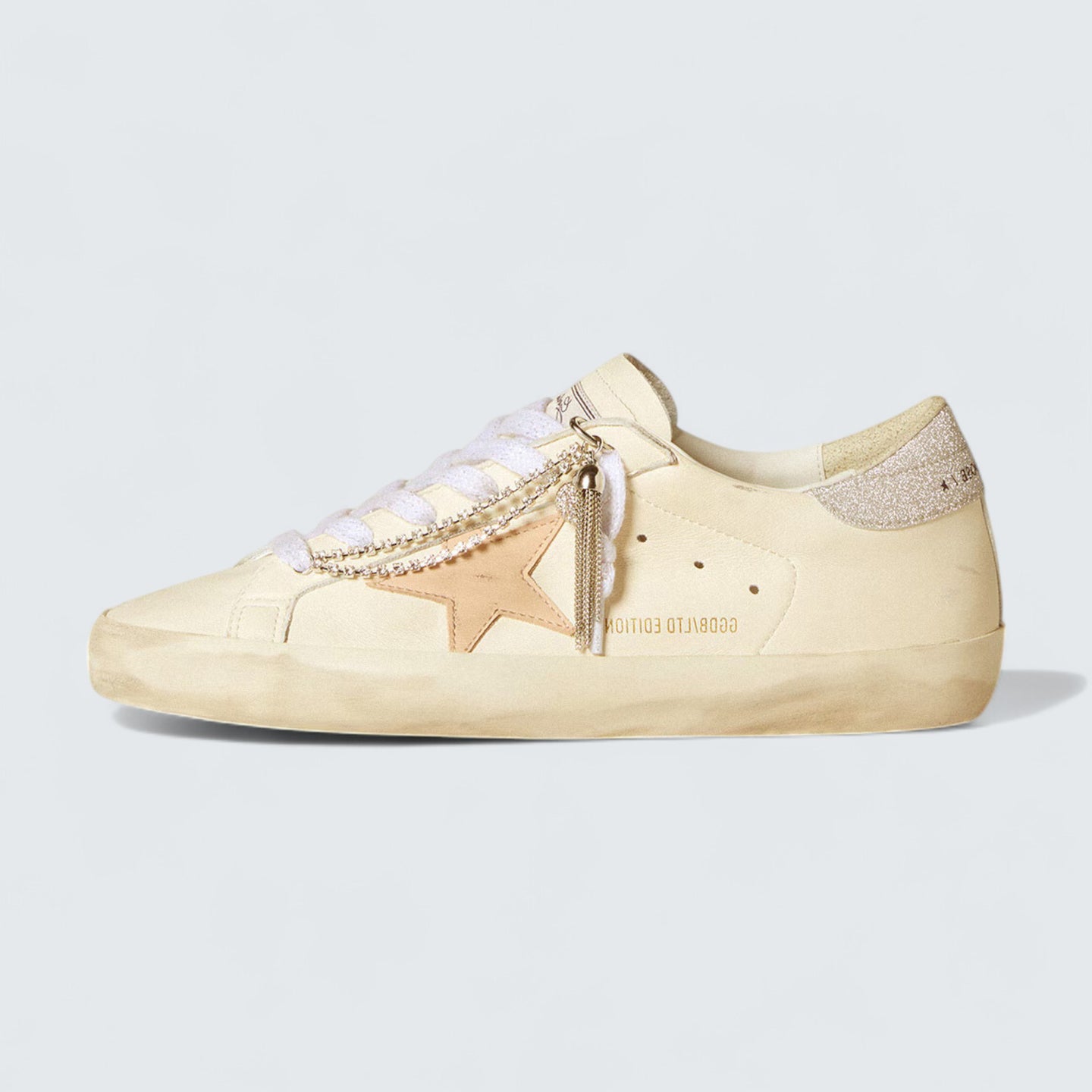 Super-Star LTD 'Nude Leather Star and Silver Glitter Heel Tab'
