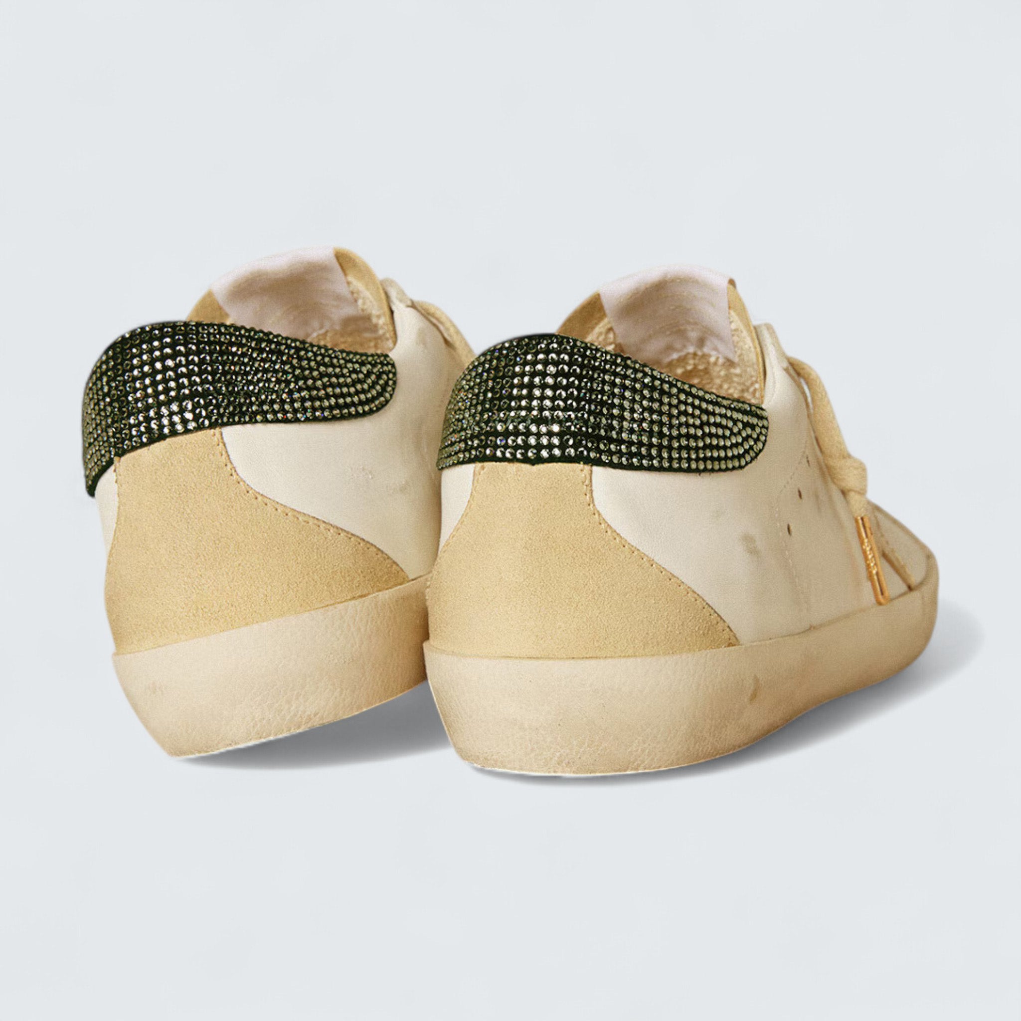 Super-Star LTD 'Cream Leather with Metallic Gold Star and Swarovski Crystal Heel Tab'