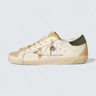 Super-Star LTD 'Cream Leather with Metallic Gold Star and Swarovski Crystal Heel Tab'