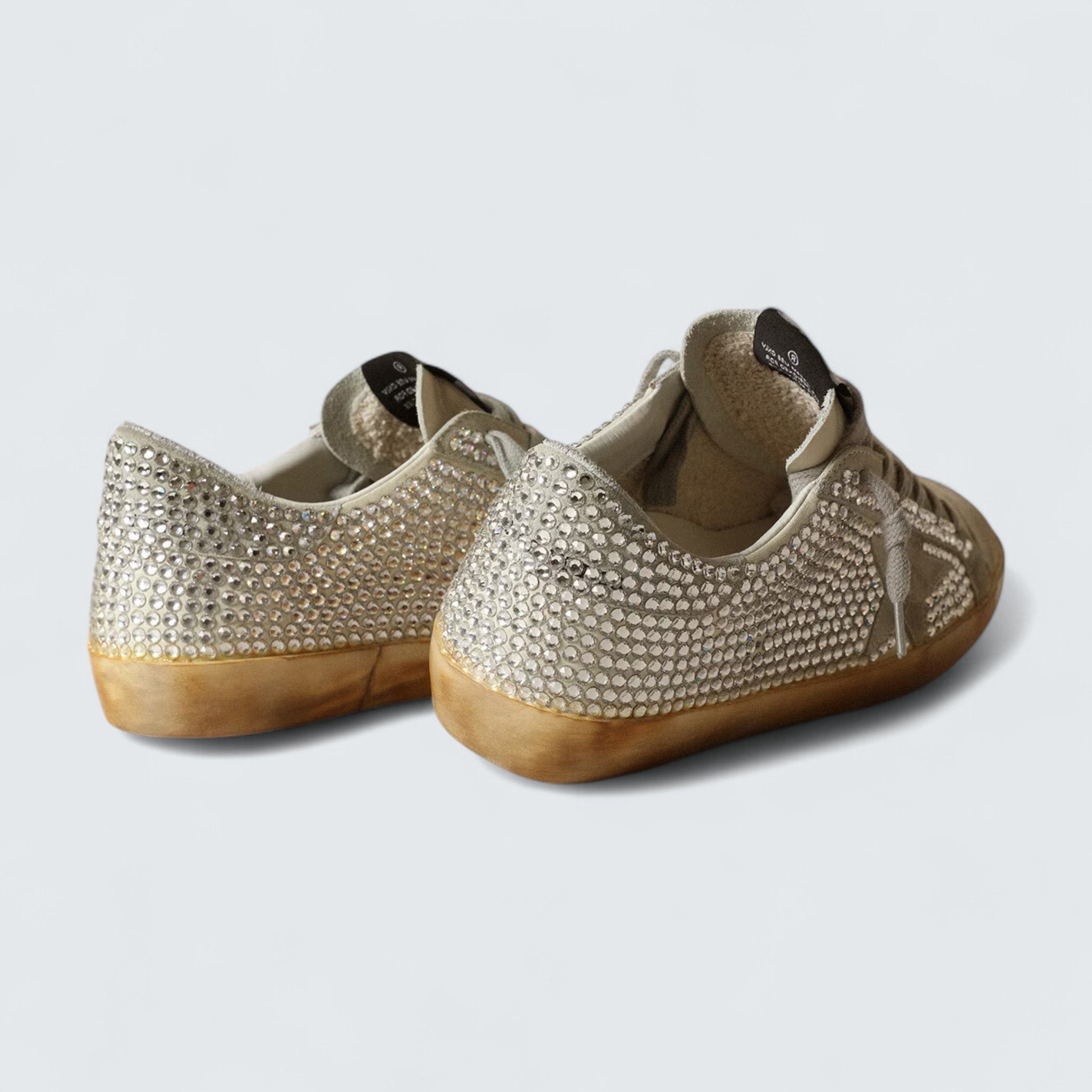 Super-Star 'Aged White Nubuck with Swarovski Crystals'