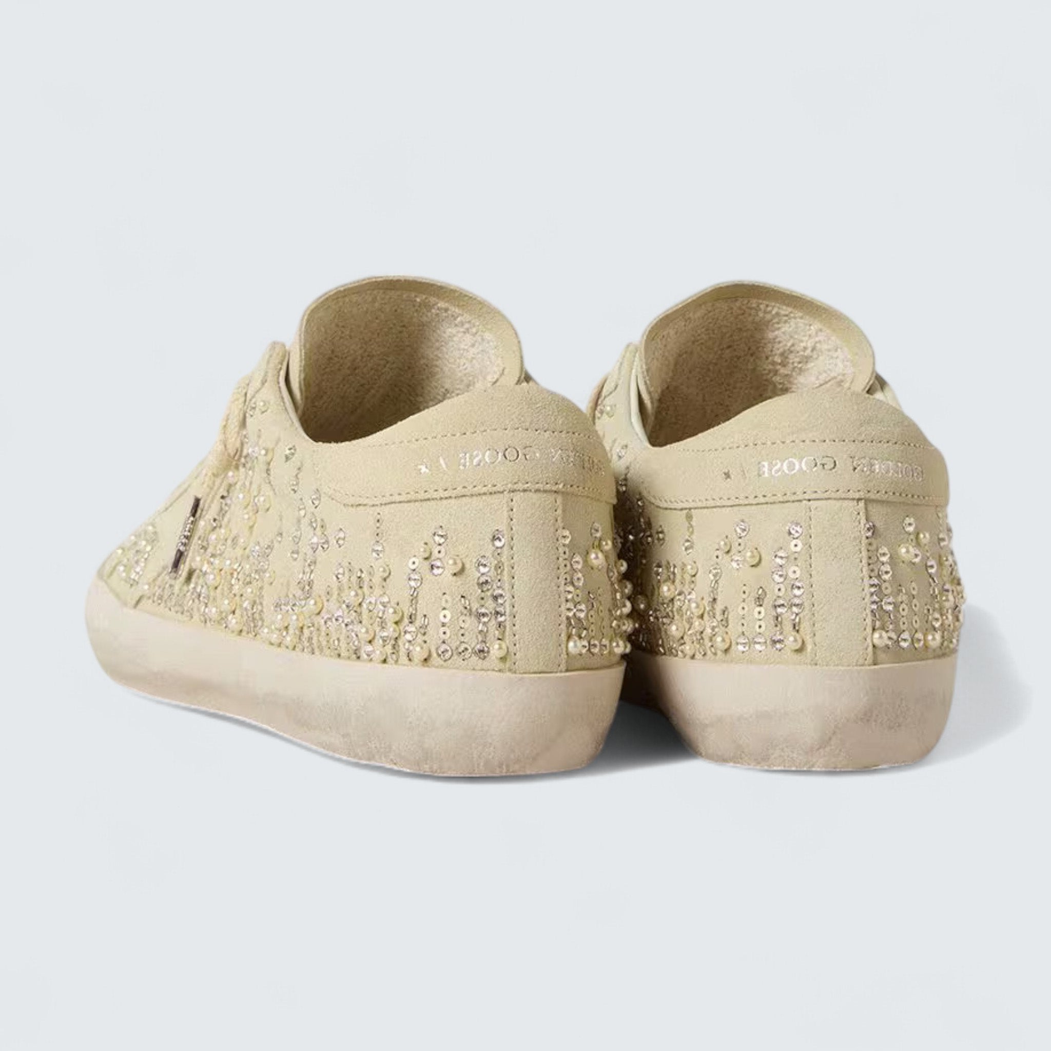 Super-Star 'Beige Suede with Pearls and Swarovski Crystals'