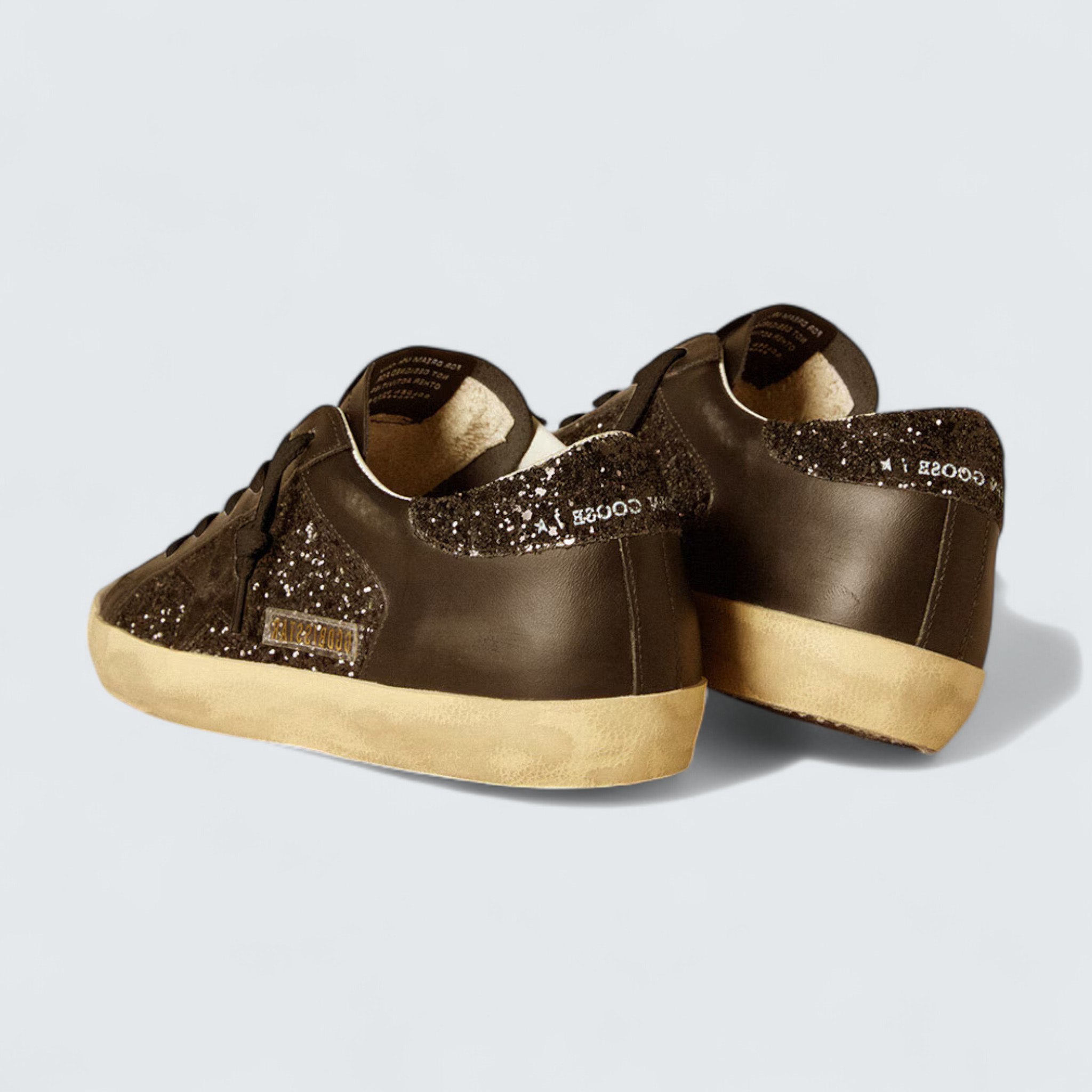 Super-Star 'Black Glitter with Black Suede Star and Leather Inserts'