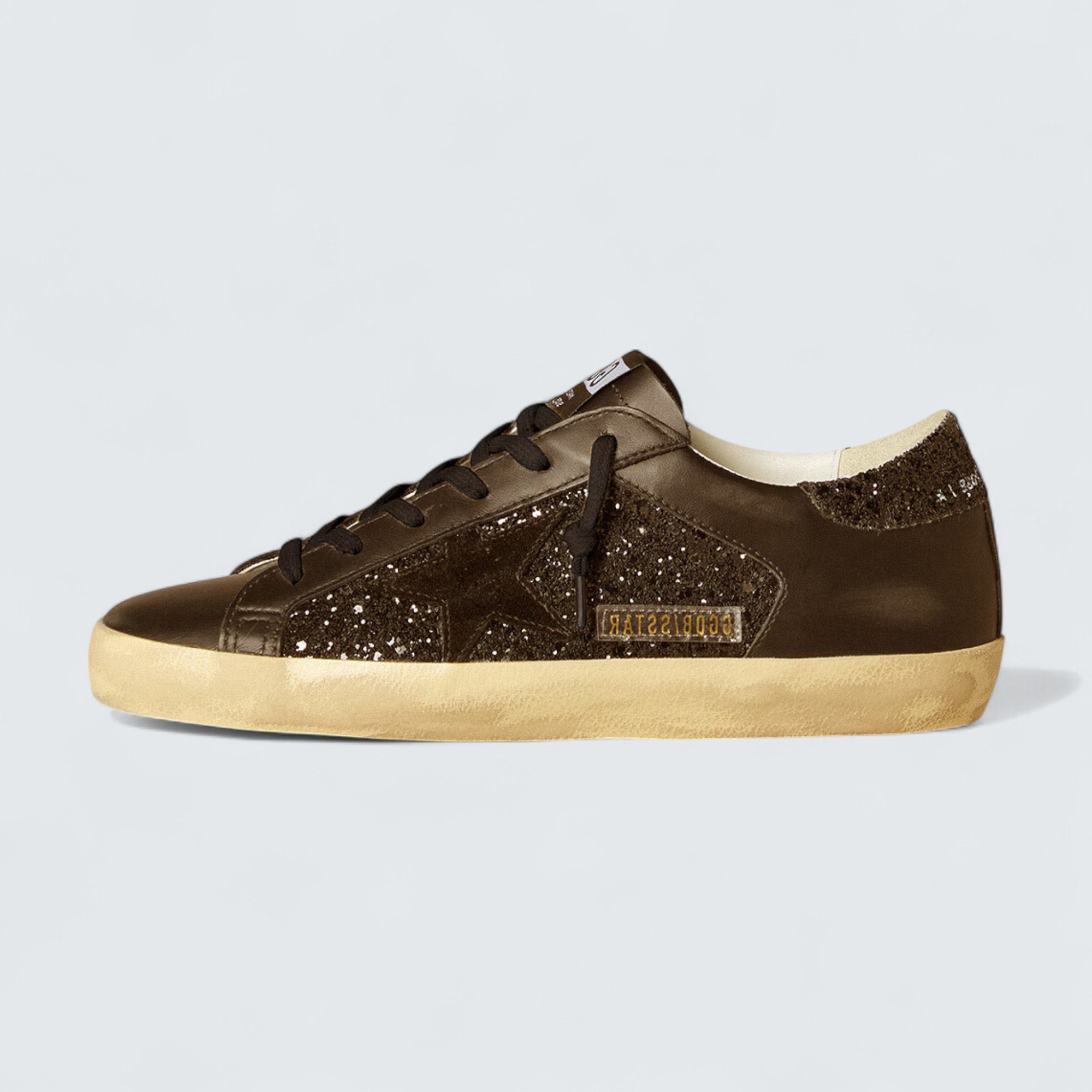 Super-Star 'Black Glitter with Black Suede Star and Leather Inserts'