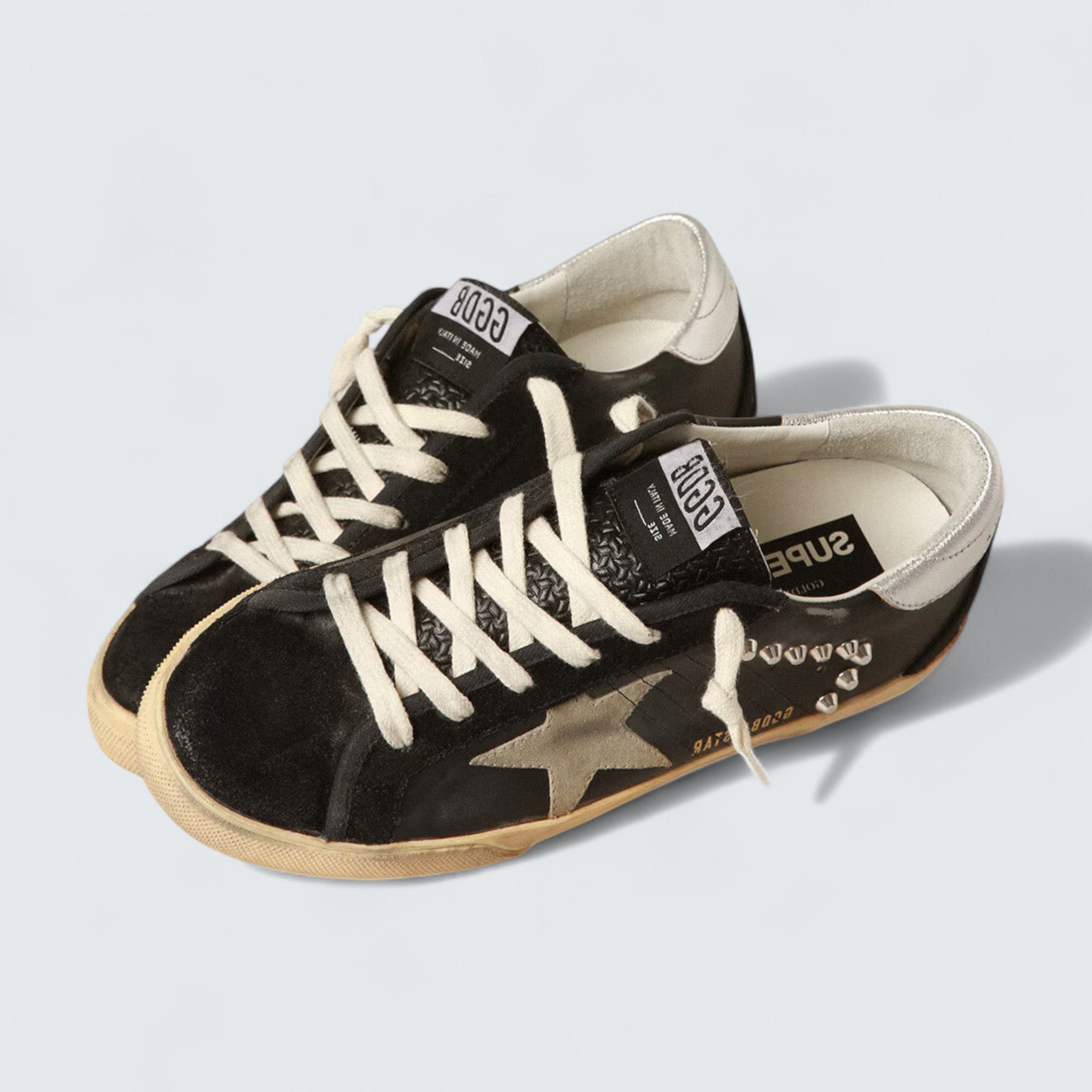 Super-Star 'Black Leather and Suede with Silver Studs'