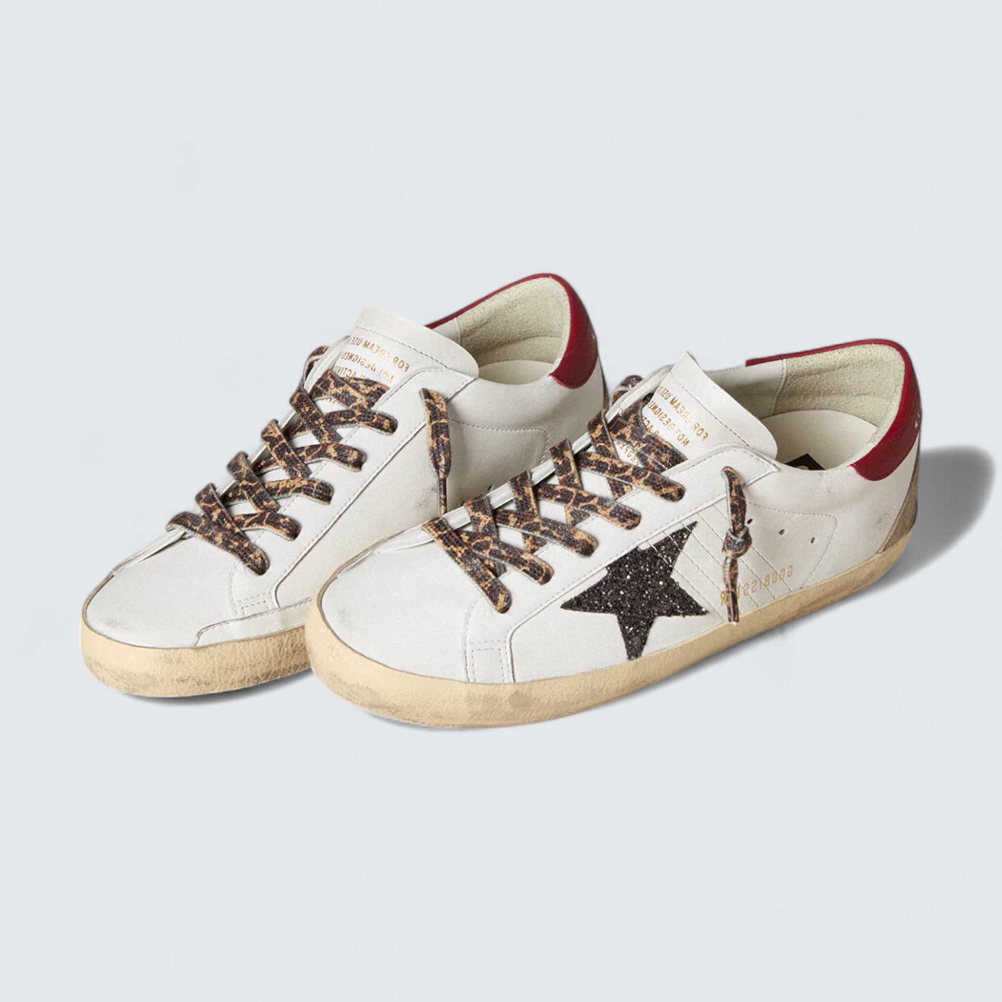 Super-Star 'White Nappa with Anthracite Glitter Star and Red Nappa Heel Tab'