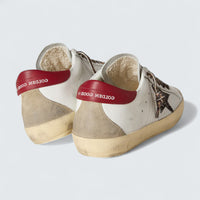 Super-Star 'White Nappa with Anthracite Glitter Star and Red Nappa Heel Tab'