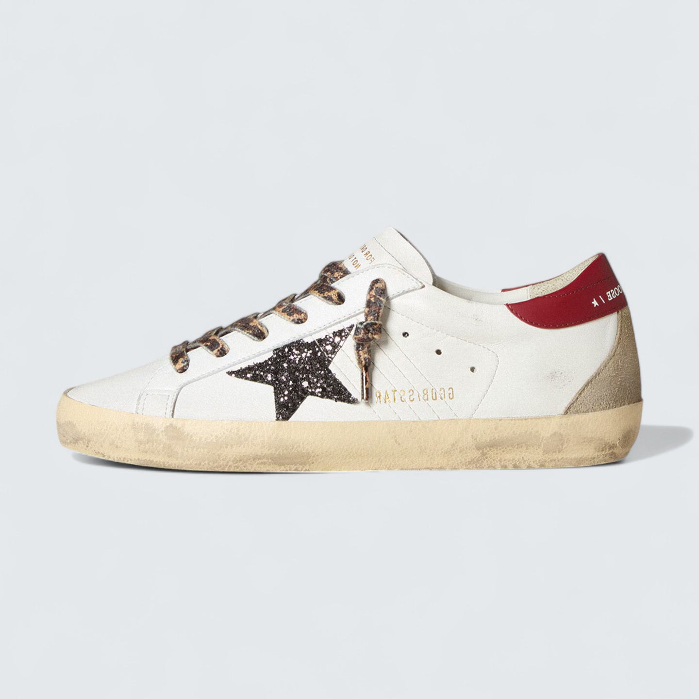 Super-Star 'White Nappa with Anthracite Glitter Star and Red Nappa Heel Tab'