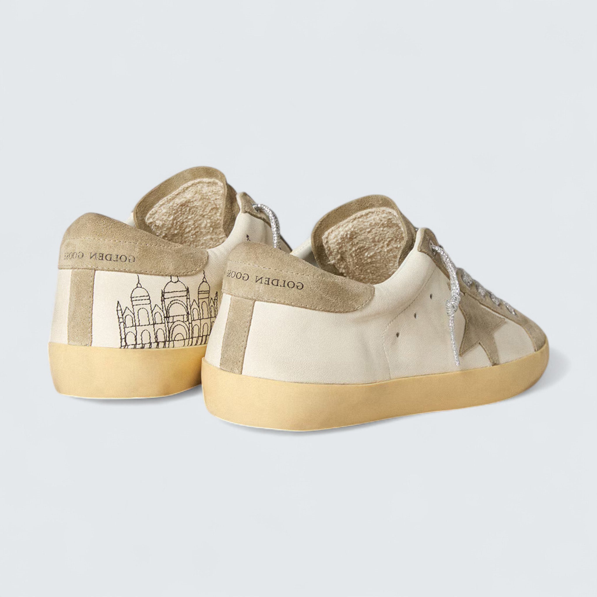 Super-Star 'White Nappa Leather with Ice-Gray Suede Star and Black Embroidery'