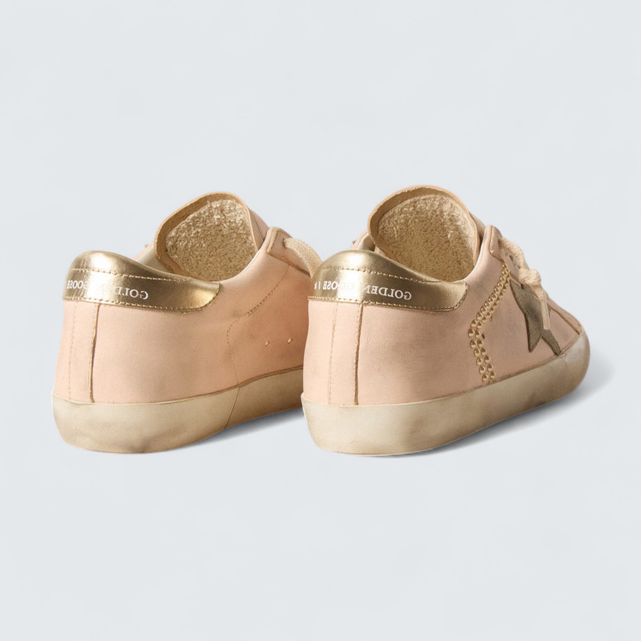 Super-Star 'Pink Nappa with Ice-Gray Suede Star and Platinum Heel Tab'