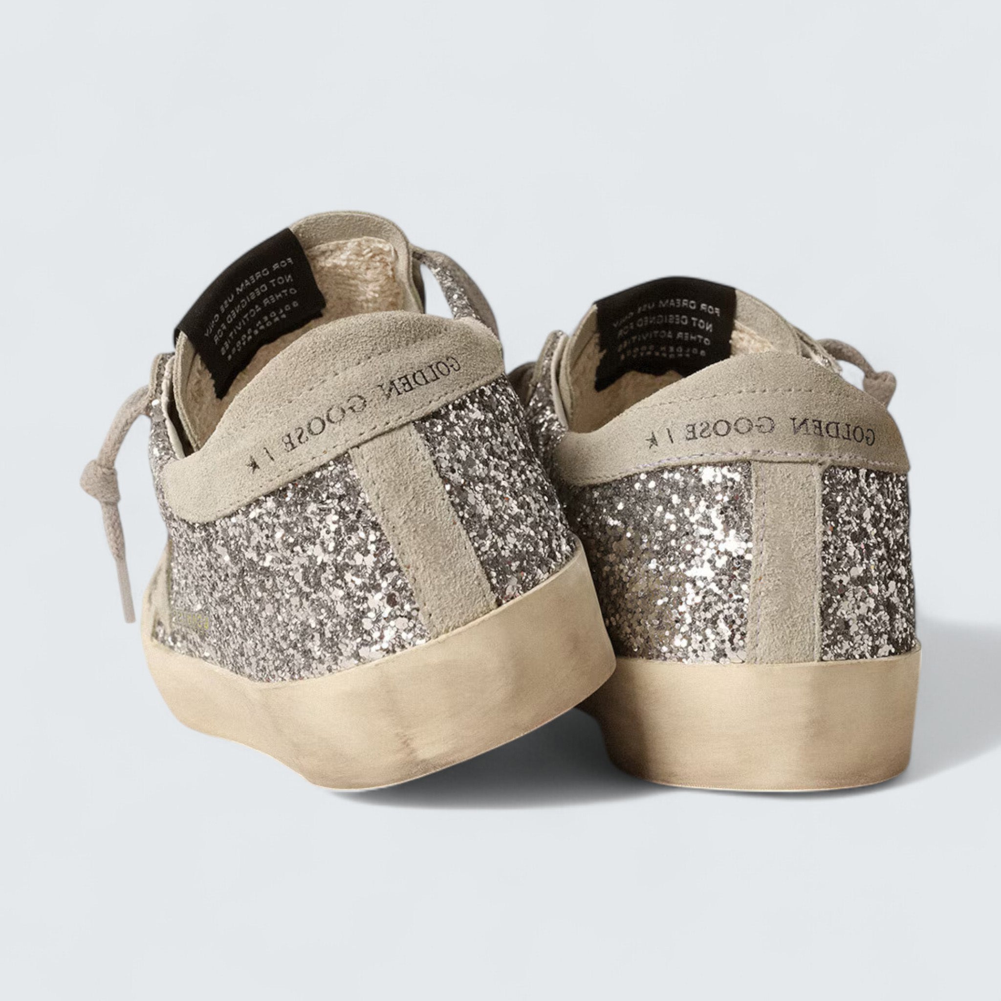 Super-Star 'Ice-Gray Suede with Full Silver Glitter and Ice-Gray Suede Star'
