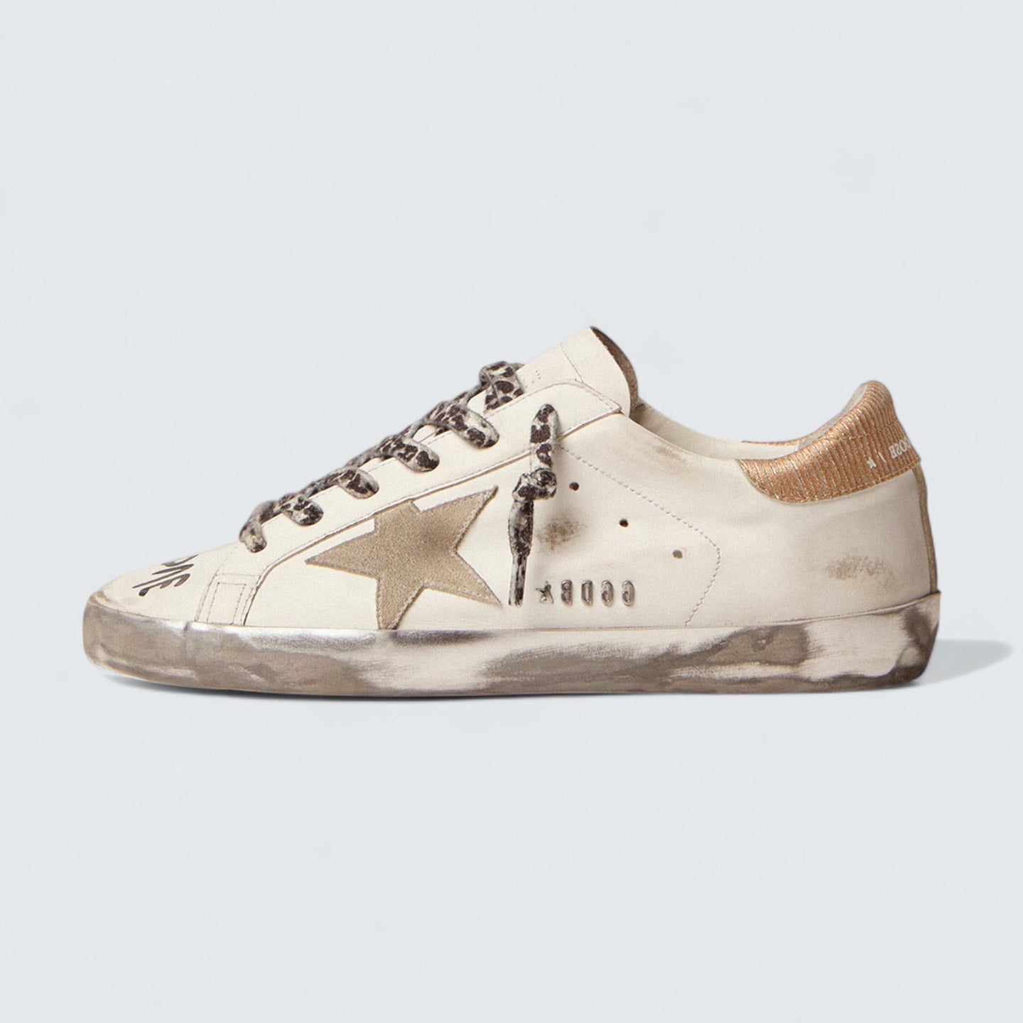 Super-Star 'White Leather with Ice-Gray Suede Star and Mismatched Corduroy Heel Tabs'