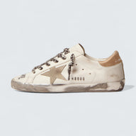 Super-Star 'White Leather with Ice-Gray Suede Star and Mismatched Corduroy Heel Tabs'