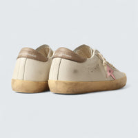 Super-Star 'White Nappa with Old Rose Metallic Leather Star and Dove-Gray Leather Heel Tab'