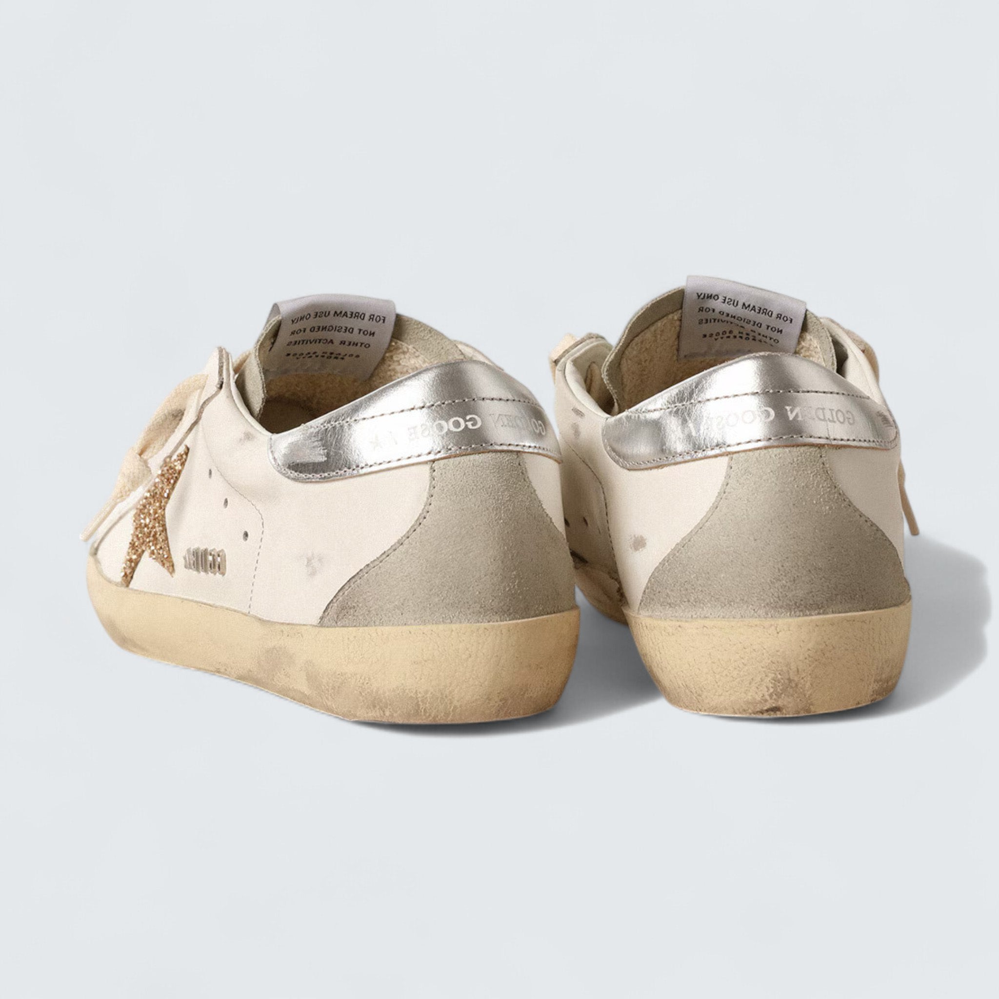 Super-Star 'Gold Glitter Star and Ice-Gray Suede Inserts'