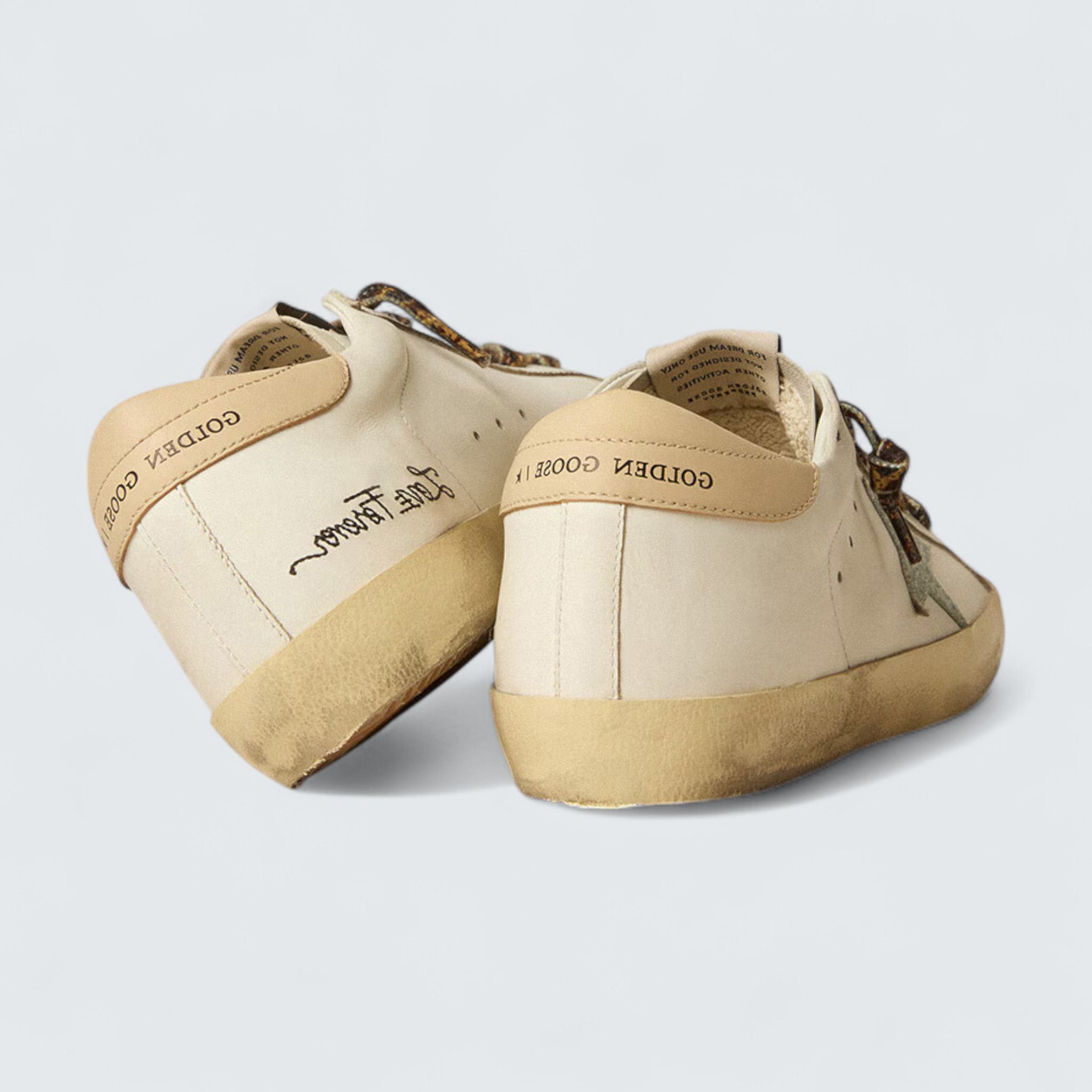 Super-Star 'Gray Glitter Star and Nude Leather Heel Tab'