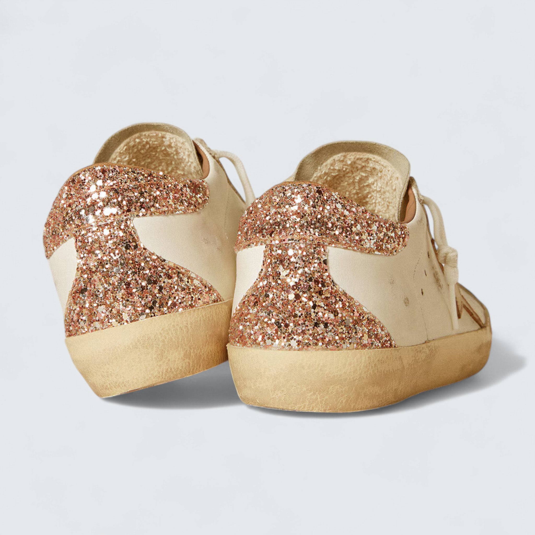 Super-Star 'Nude Leather Star and Gold Glitter Heel Tab'