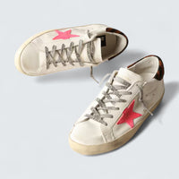 Super-Star 'White Leather with Pink Suede Star and Pony Skin Heel Tab'