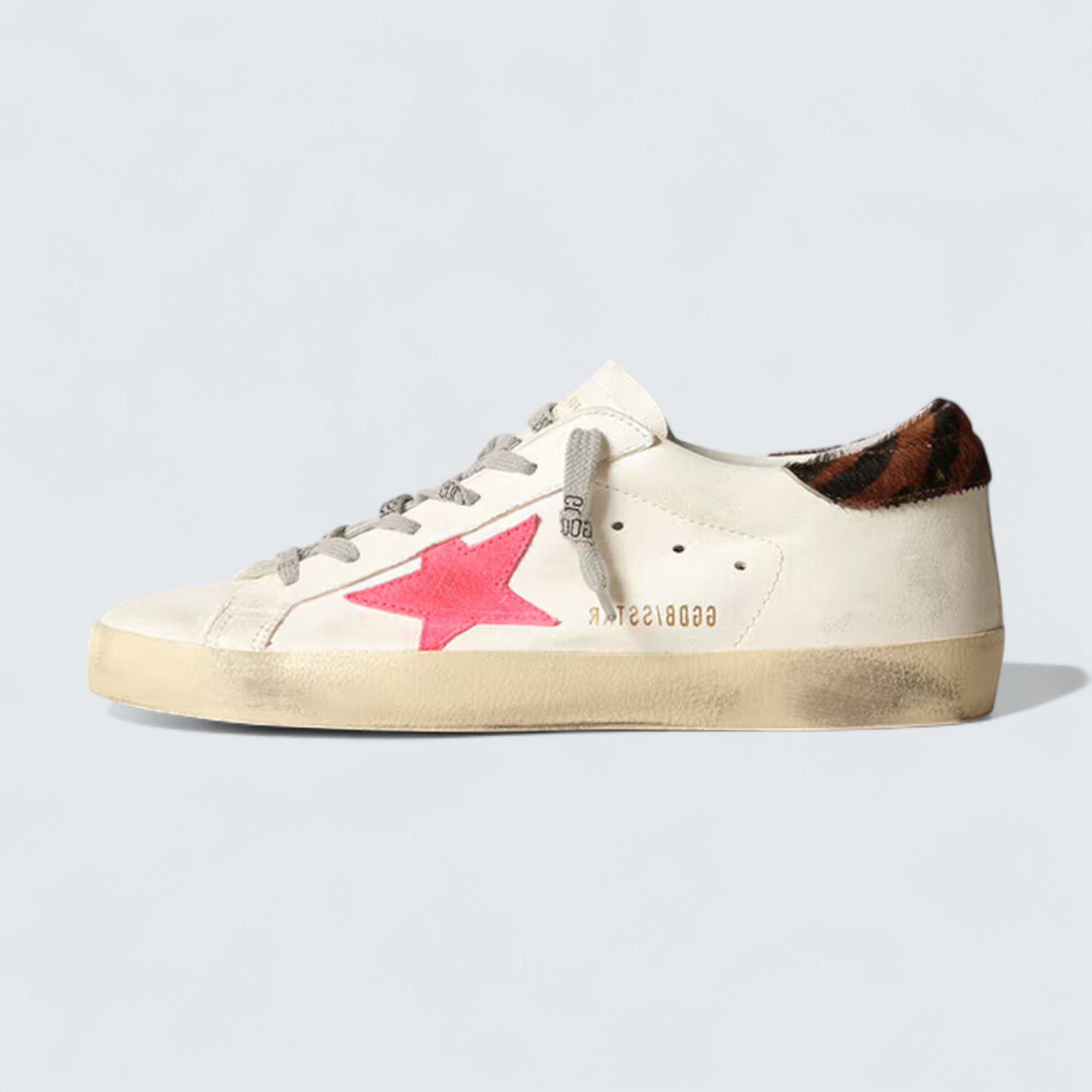 Super-Star 'White Leather with Pink Suede Star and Pony Skin Heel Tab'