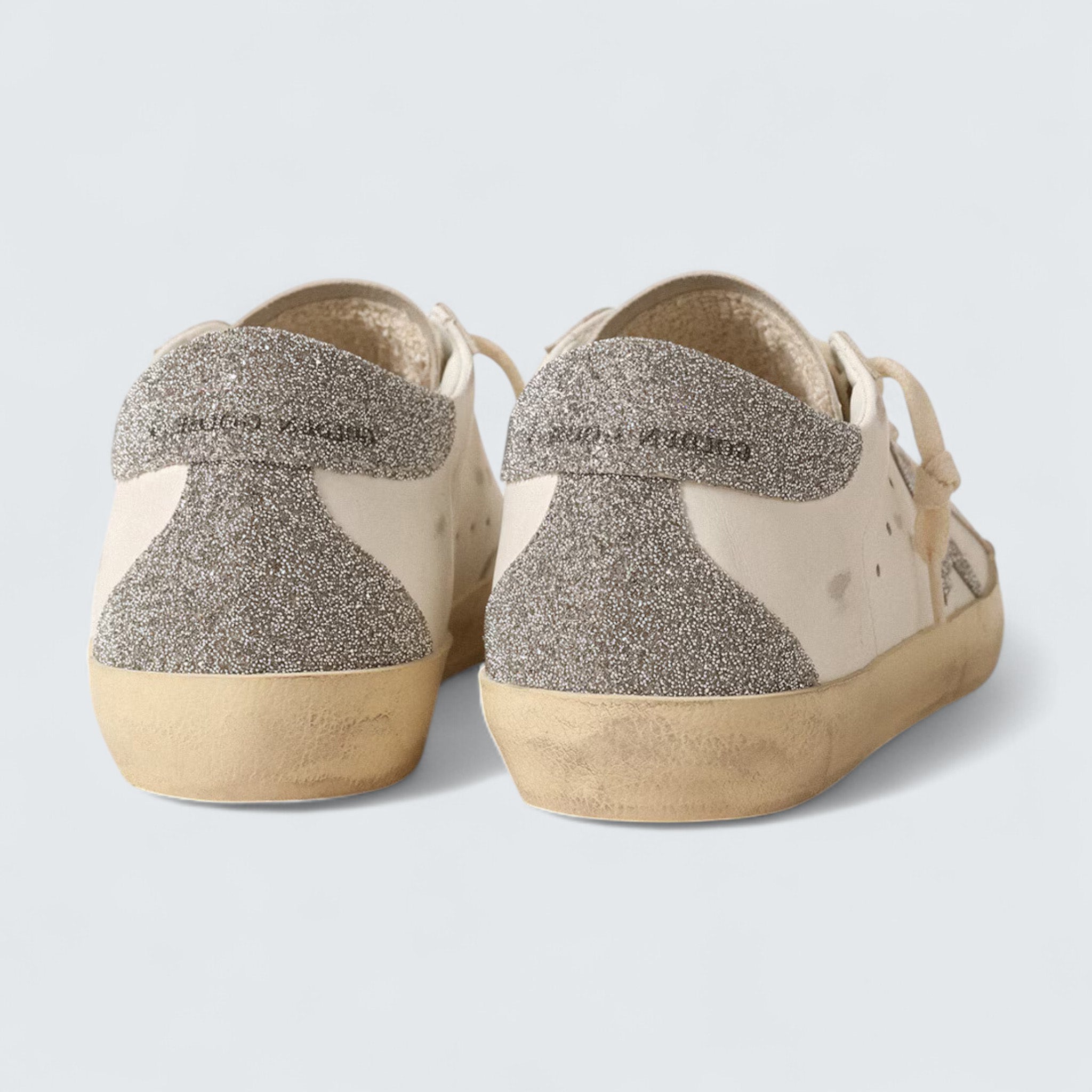 Super-Star 'Cream Leather with Silver Swarovski Crystal Star and Heel Tab'