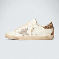 Super-Star 'Snake-Print Silver Leather Star and Gold Glitter Heel Tab'