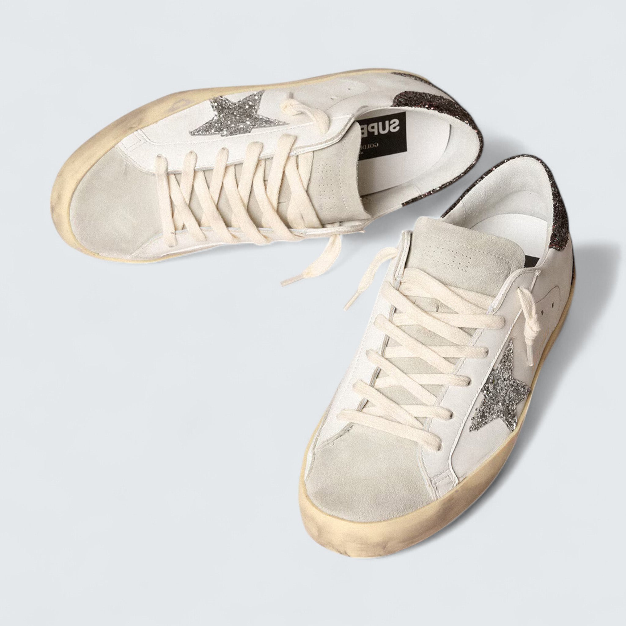 Super-Star 'Silver Star and Brown Glitter Heel Tab'