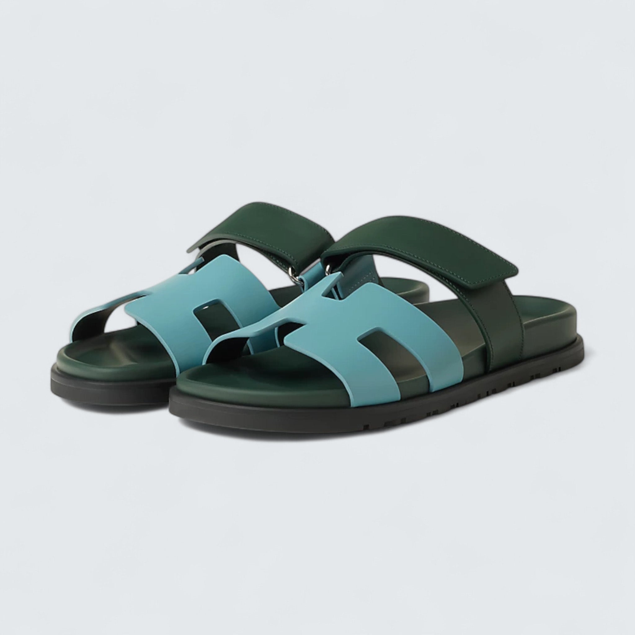 Chypre Sandals 'Bleu Citadin / Vert Bouteille'