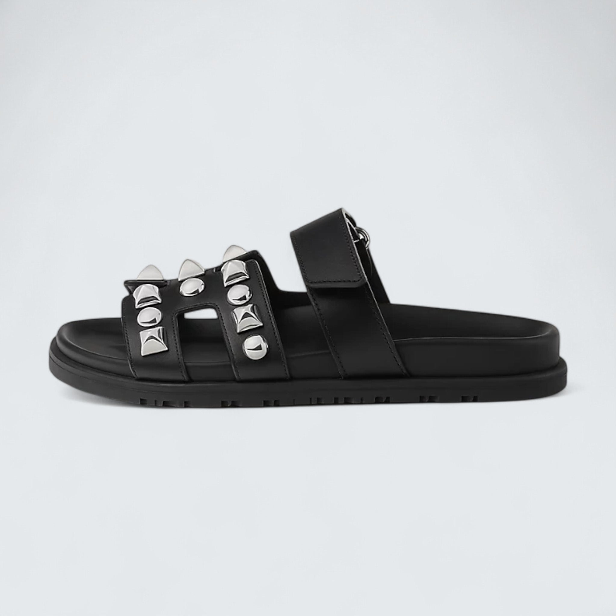 Chypre Sandals 'Noir Studded'