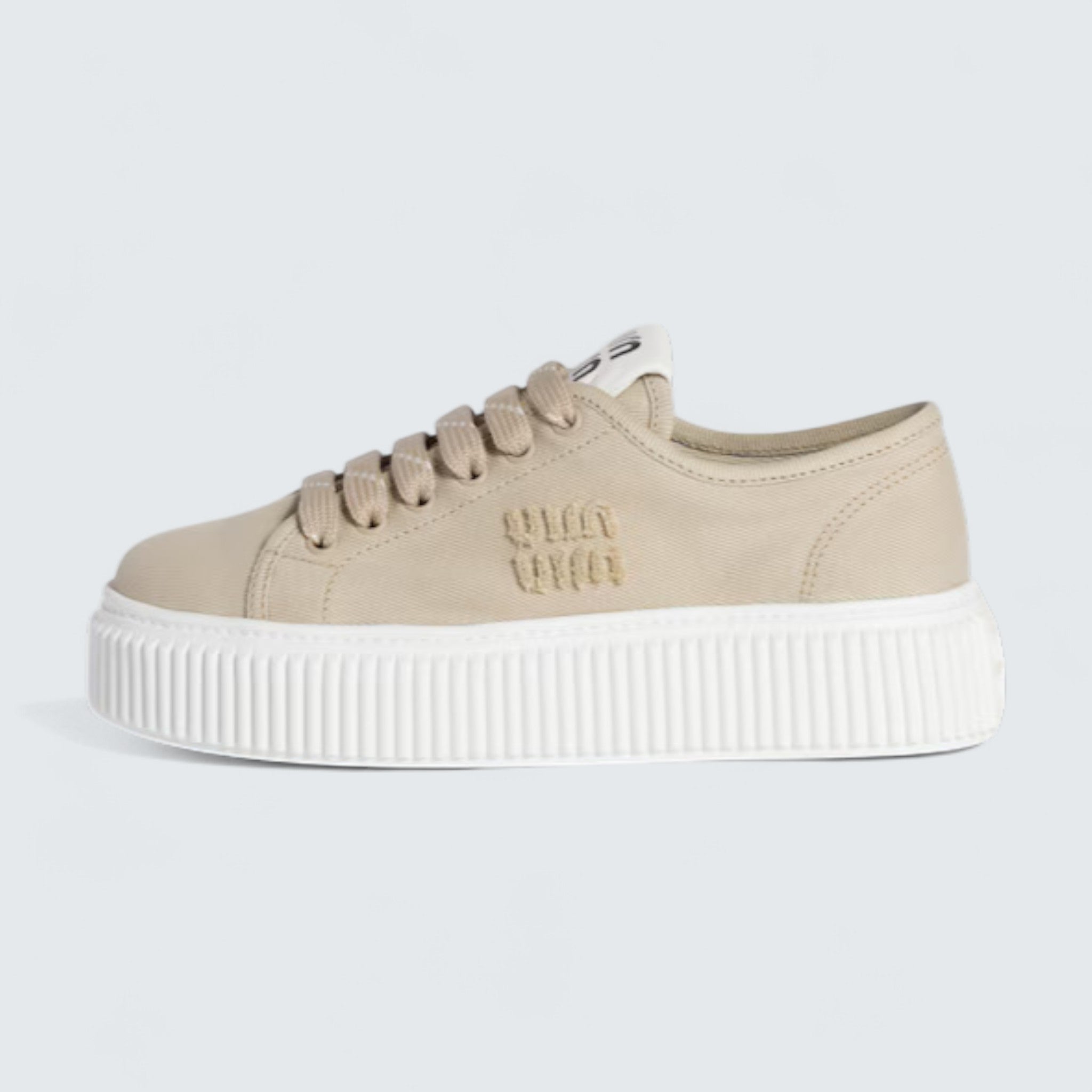 Denim Sneakers With Logo 'Colonial Beige'