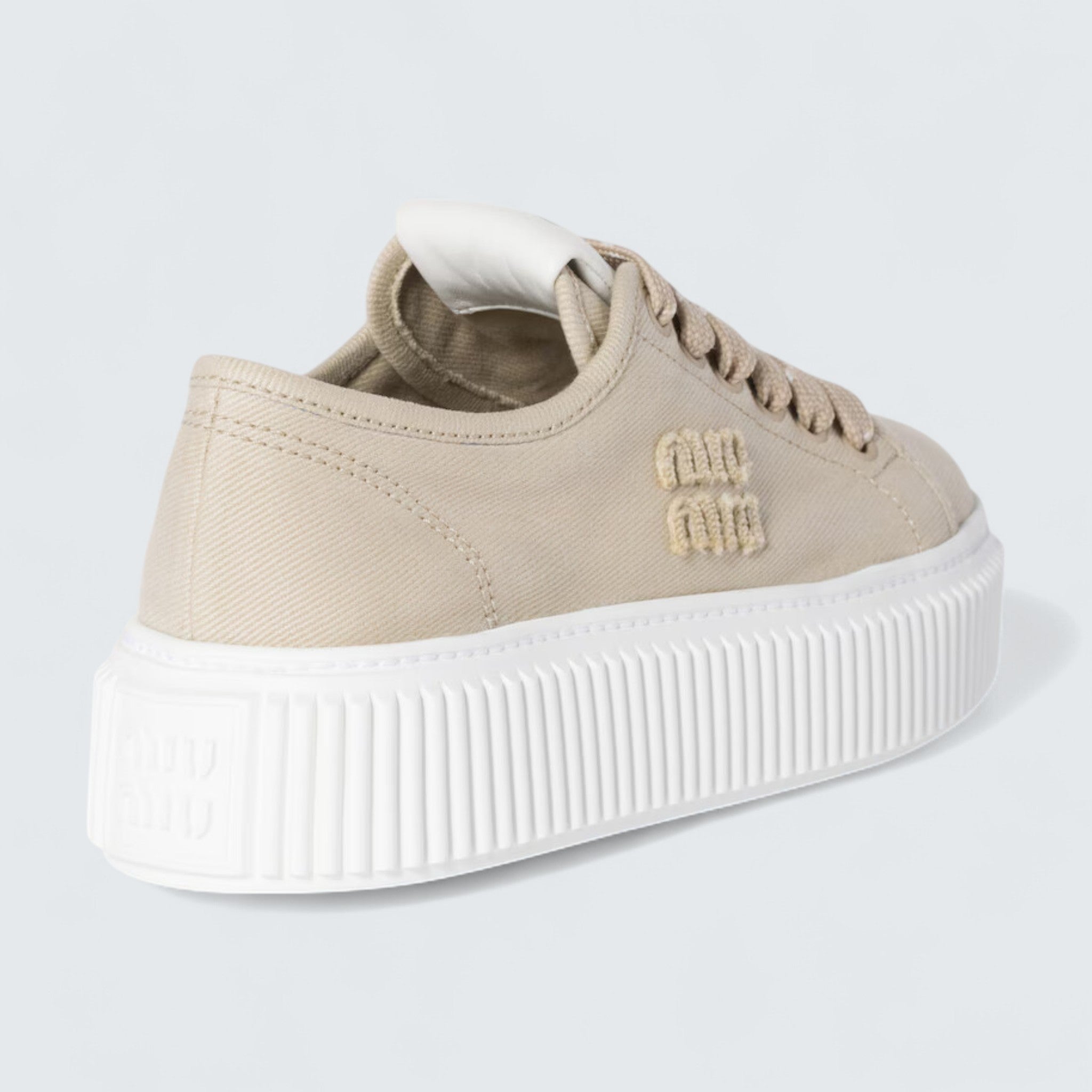 Denim Sneakers With Logo 'Colonial Beige'
