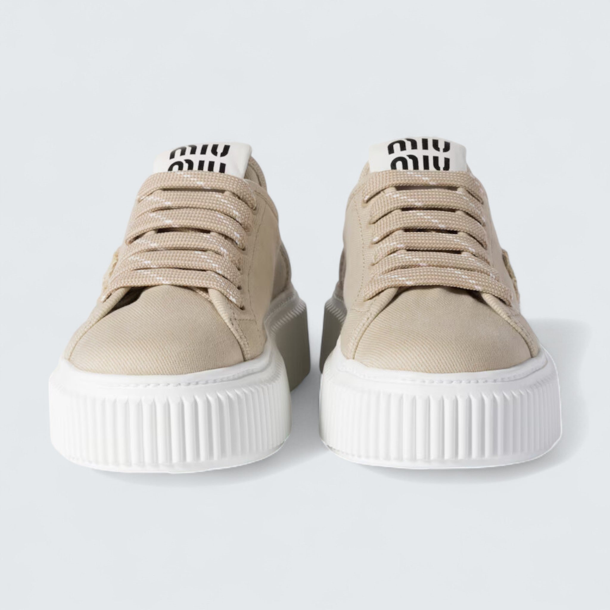Denim Sneakers With Logo 'Colonial Beige'
