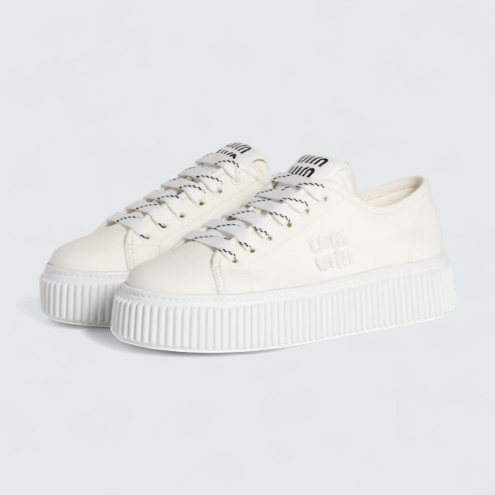 Denim Sneakers With Logo 'Ivory'