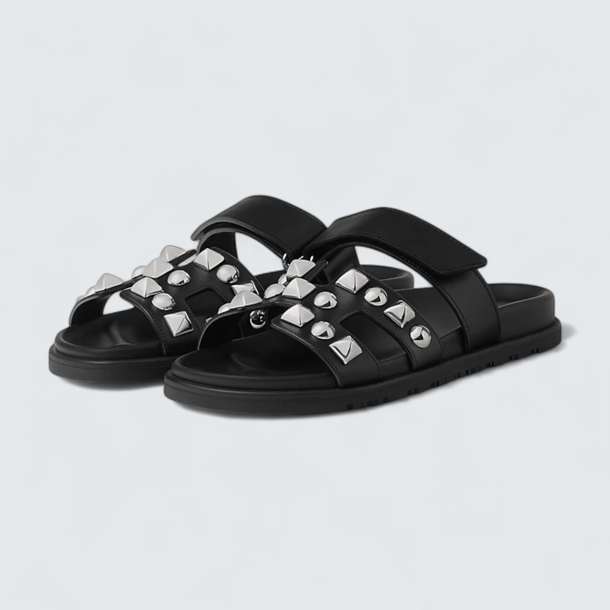 Chypre Sandals 'Noir Studded'
