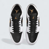 Air Jordan 1 Low 'White Black Metallic Gold Swoosh'
