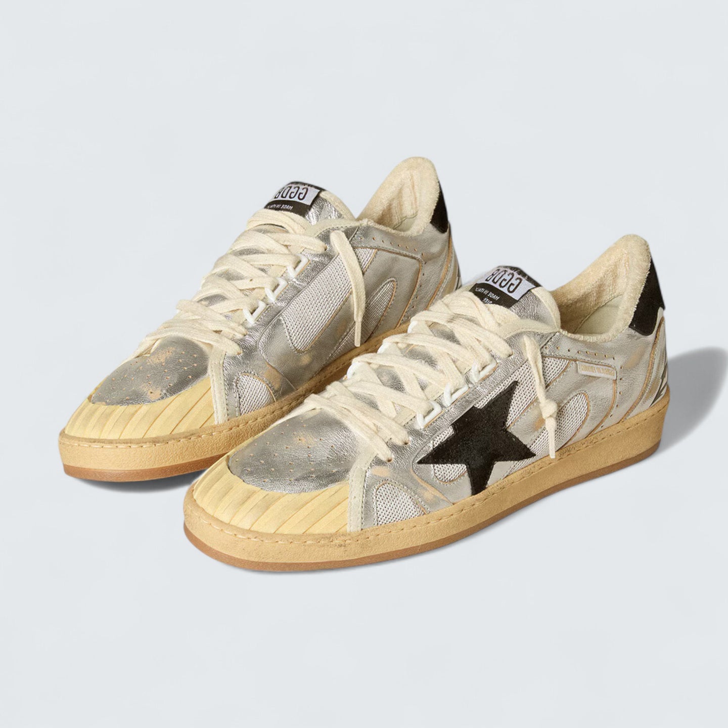 Ball Star LAB 'Silver Leather with Black Suede Star and Heel Tab'