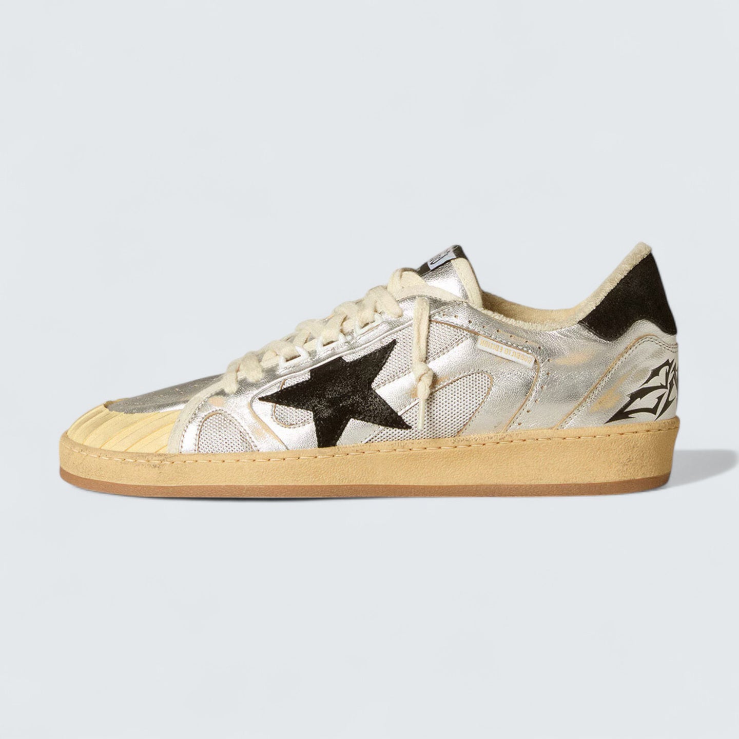 Ball Star LAB 'Silver Leather with Black Suede Star and Heel Tab'