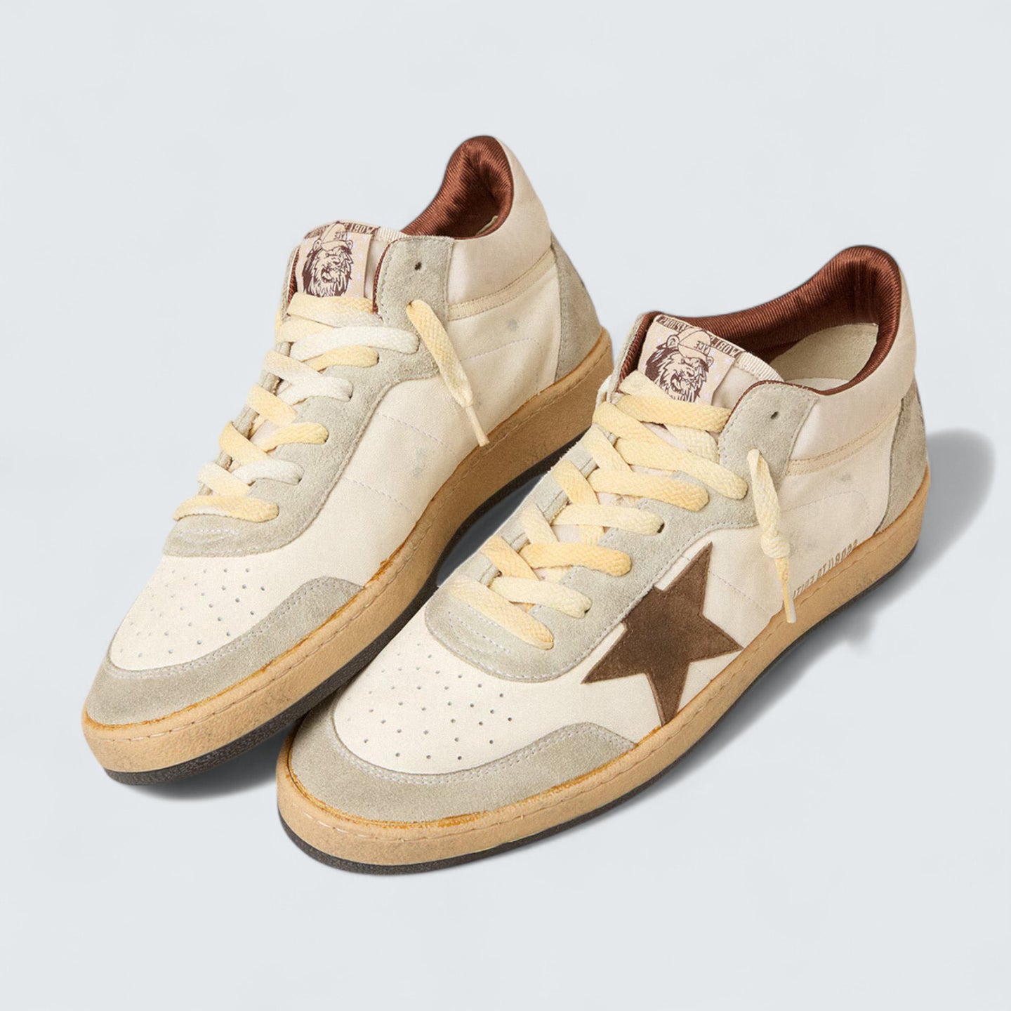 Ball Star LTD 'White Nappa and Nylon with Brown Suede Star and Ice-Gray Suede Inserts'