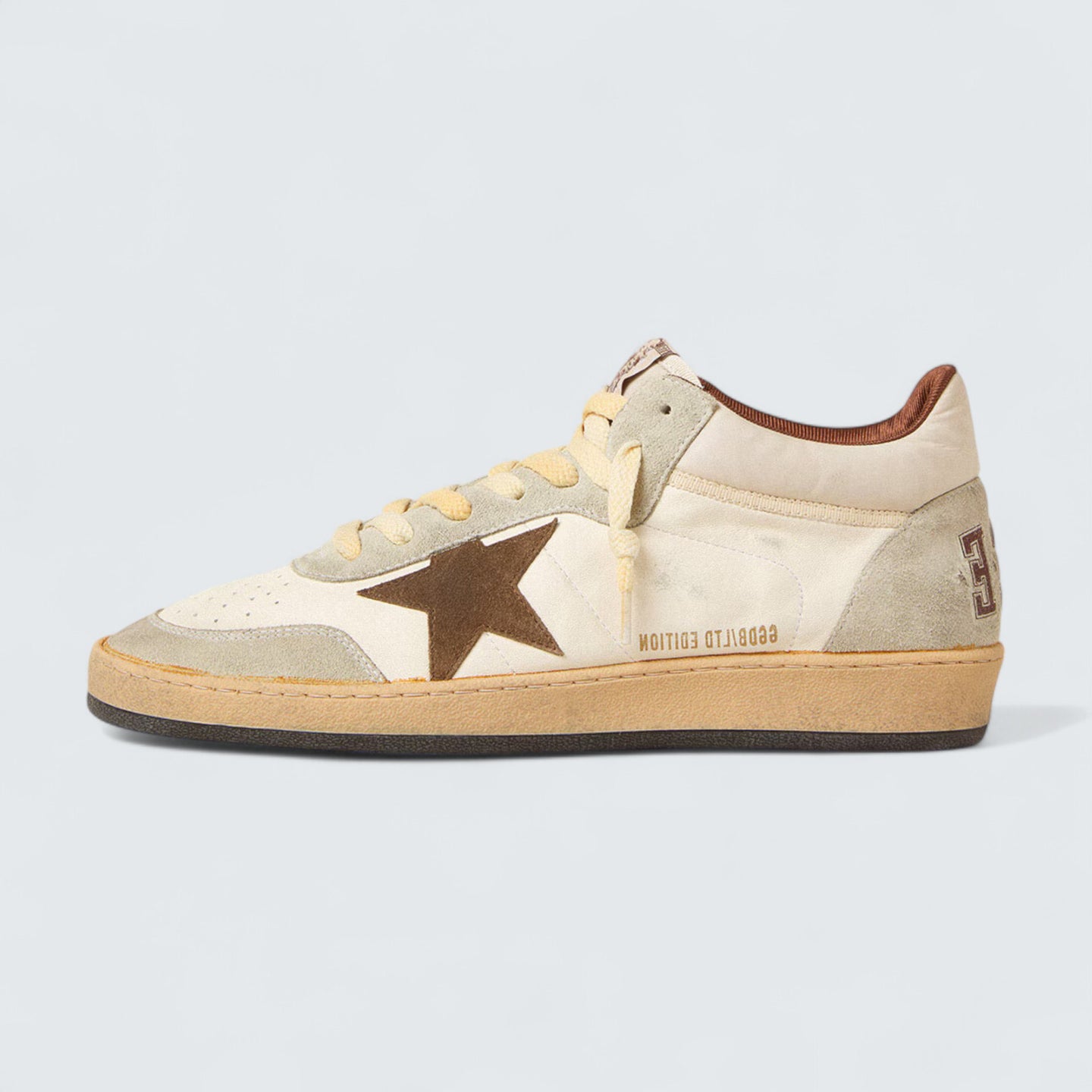 Ball Star LTD 'White Nappa and Nylon with Brown Suede Star and Ice-Gray Suede Inserts'