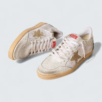 Ball Star LTD 'White Crackle Leather and Mesh with Dove-Gray Suede Star'