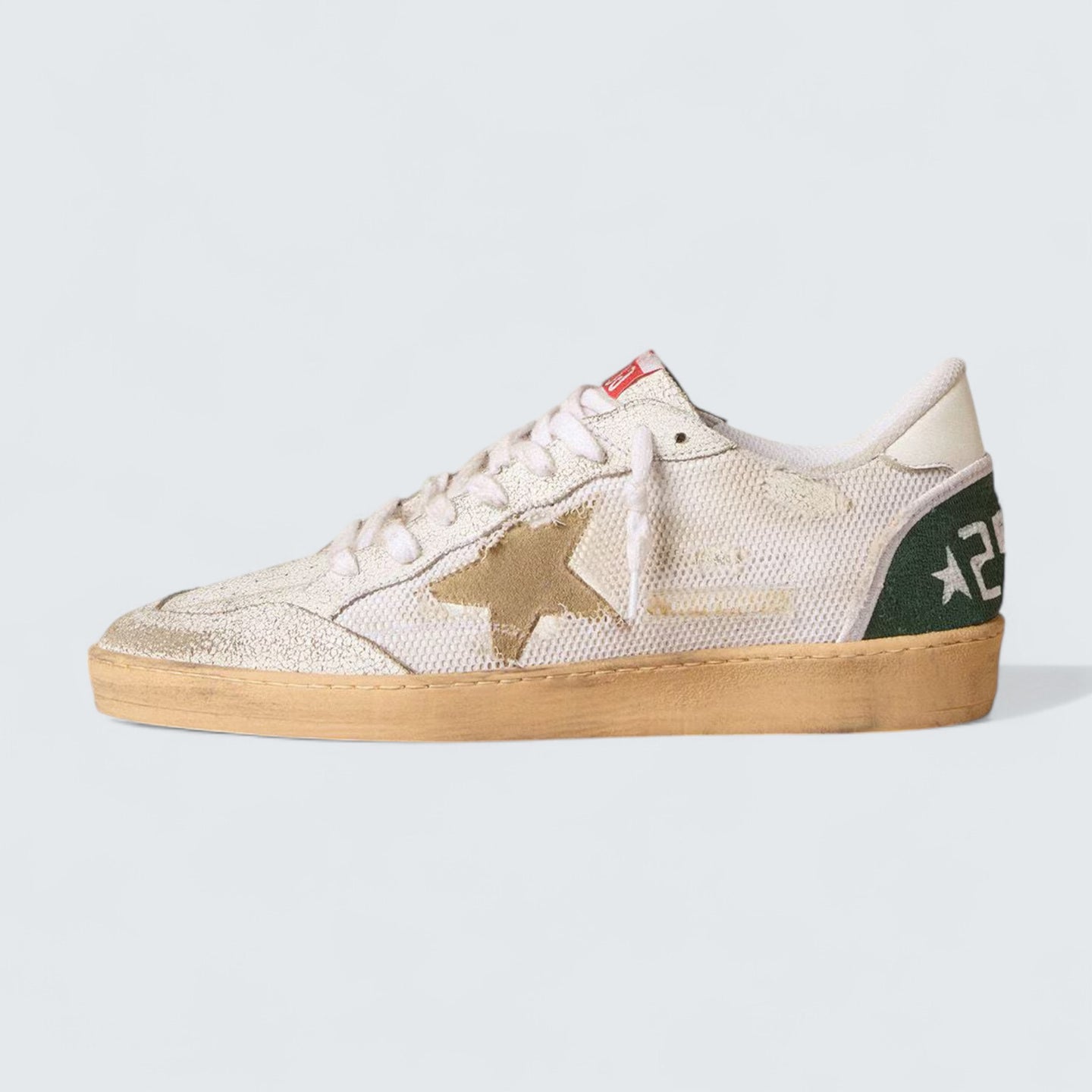Ball Star LTD 'White Crackle Leather and Mesh with Dove-Gray Suede Star'
