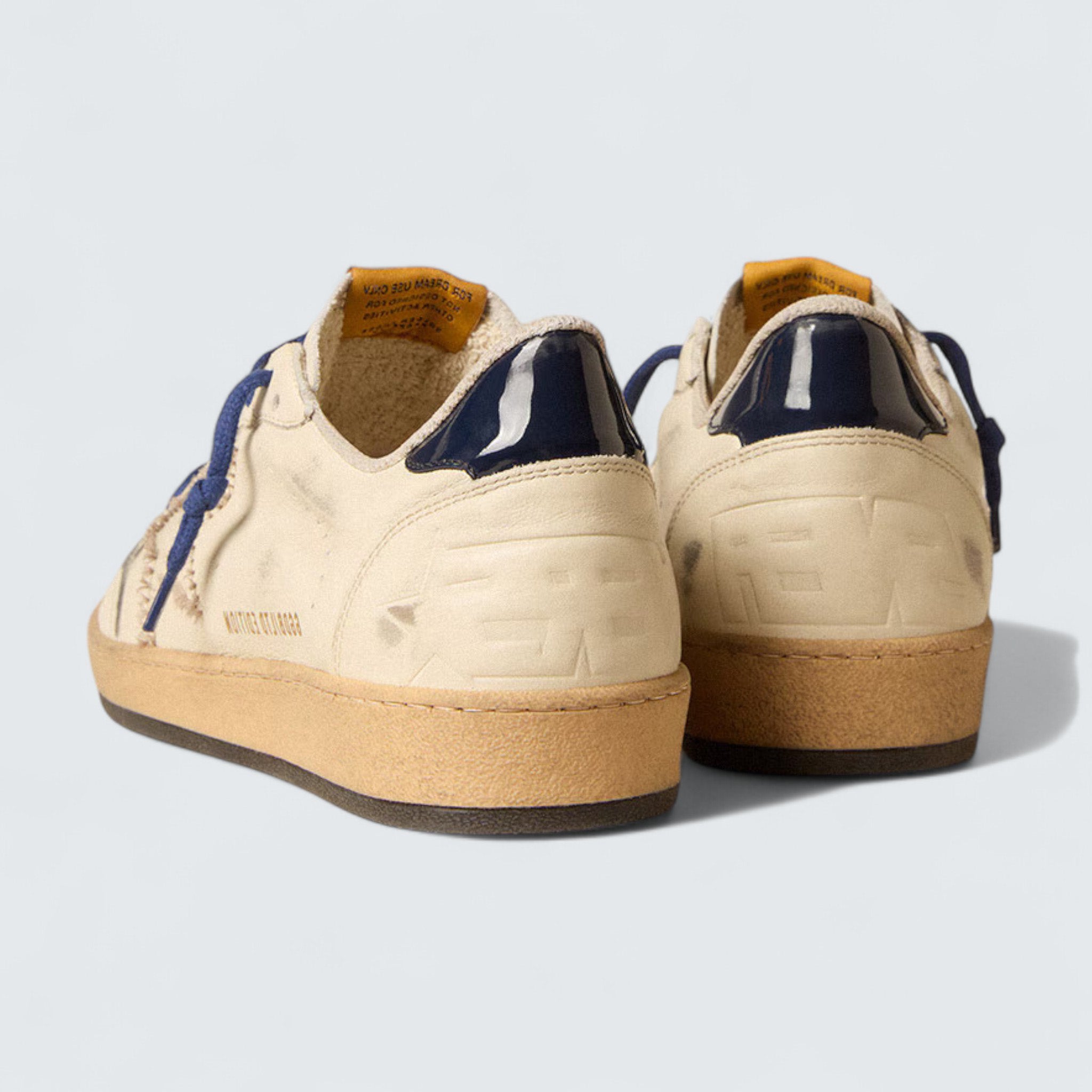 Ball Star LTD 'White Nappa Leather with Embroidered Star and Blue Patent Leather Heel Tab'