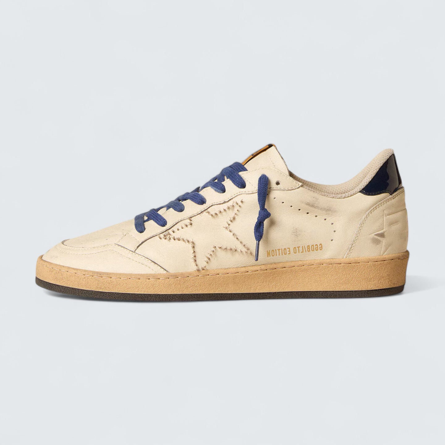 Ball Star LTD 'White Nappa Leather with Embroidered Star and Blue Patent Leather Heel Tab'