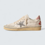 Ball Star LTD 'White Nappa with Silver Glitter Star and Pink Suede Heel Tab'