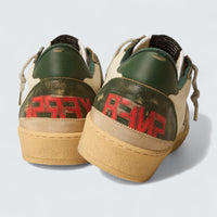 Ball Star LTD 'Off-White Leather with Platinum Metallic Leather Star and Dark Green Leather Heel Tab'