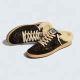 Ball Star Sabots 'Black Glitter with Black Star and Shearling Lining'